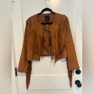 Amaryllis Brown Fringe Women's Jacket Size Medium worn once
